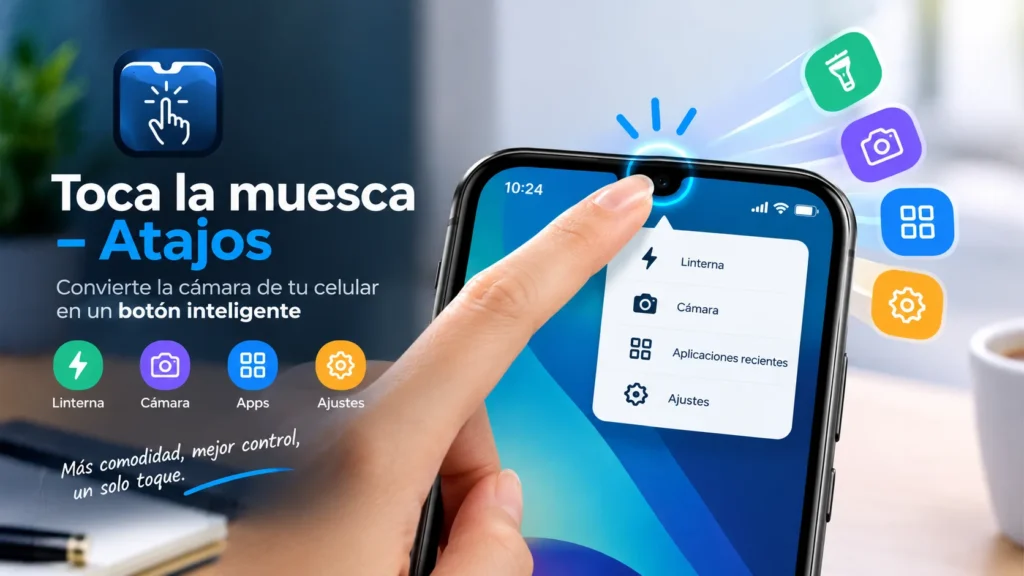 App Toca la Muesca para iPhone con atajos y accesos rápidos desde la Dynamic Island.